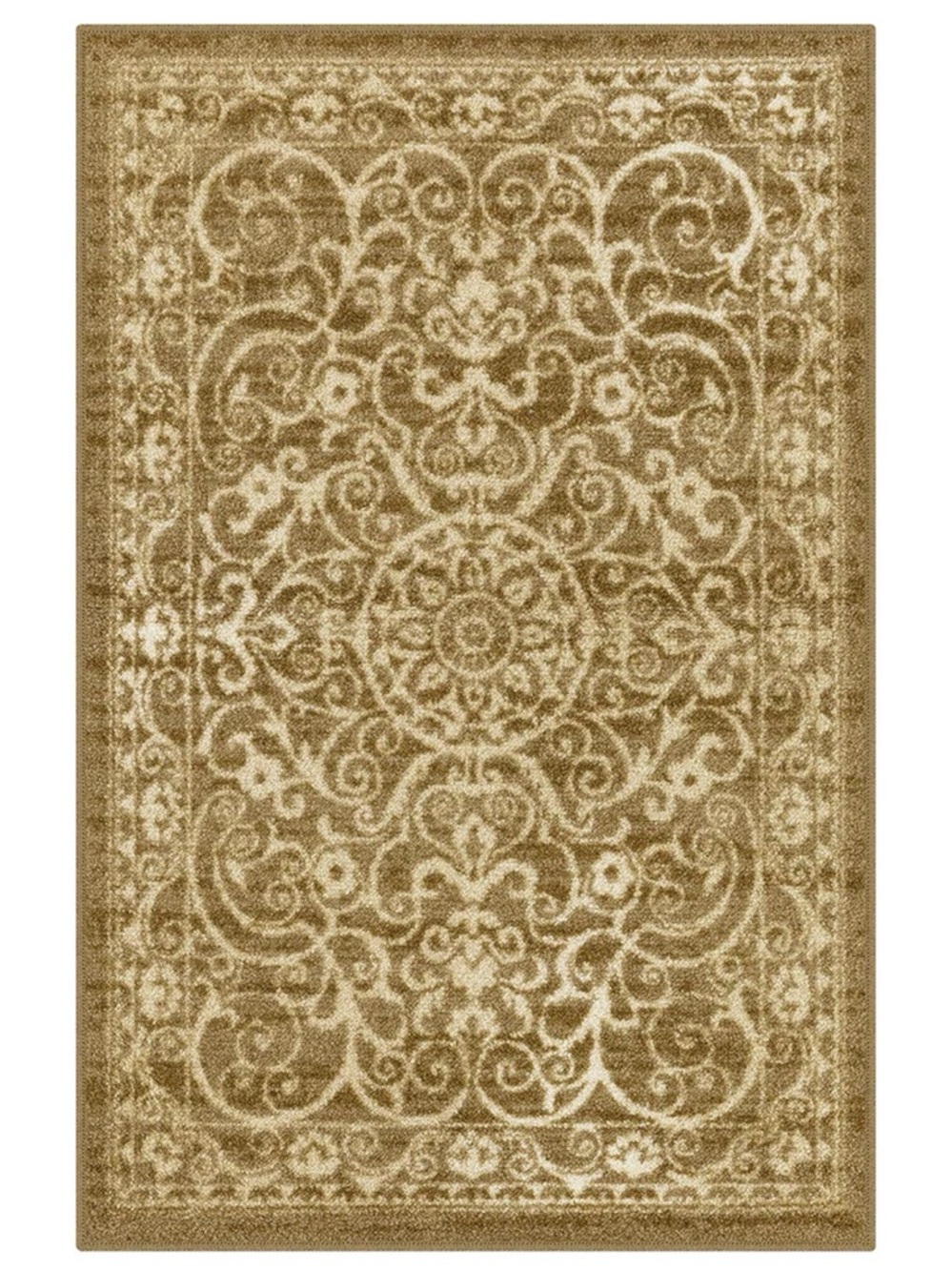 Maples Rugs Pelham 3x5 Washable Rug Non Slip Vintage Medallion Khaki NEW